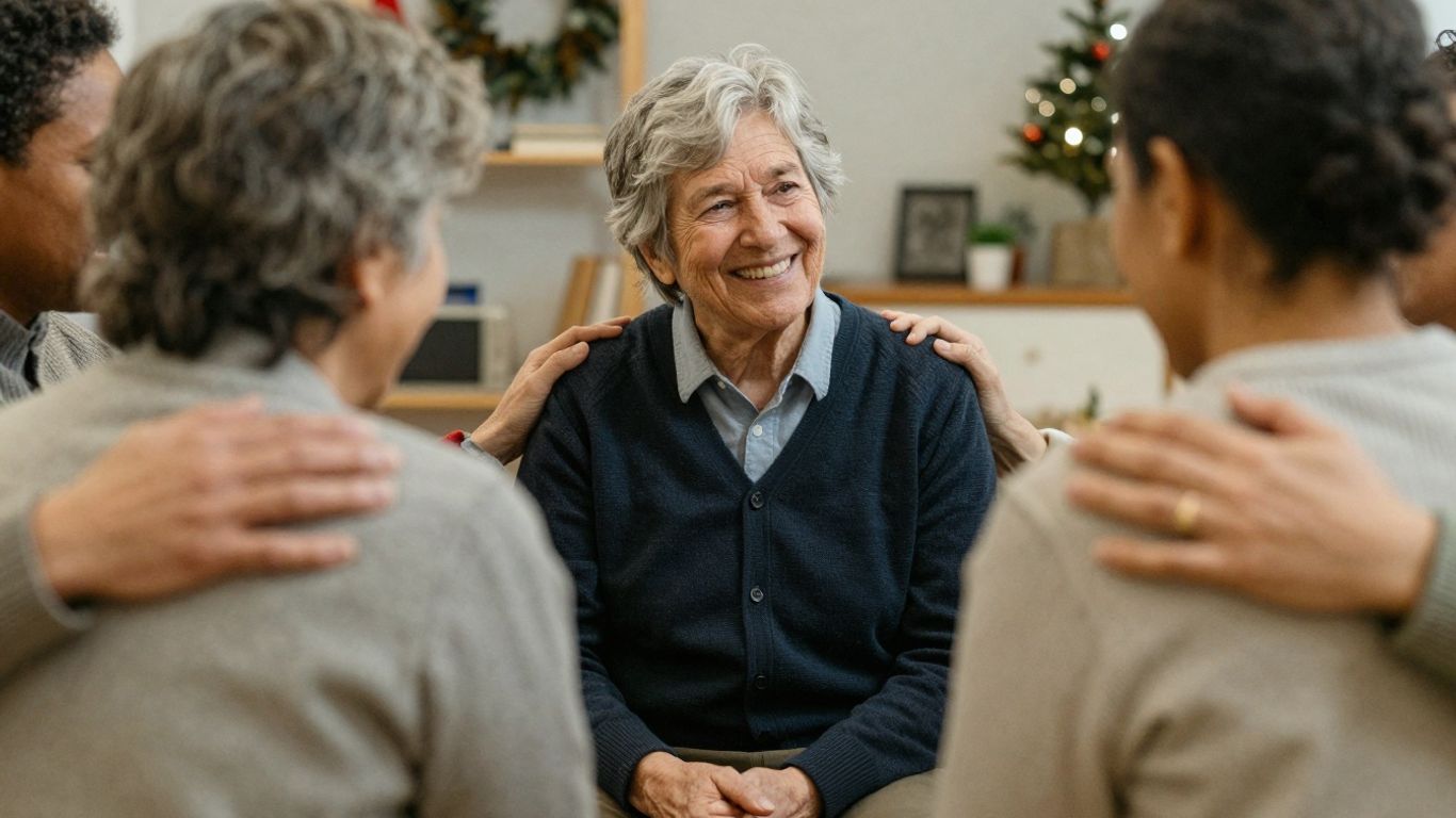 People supporting each other during the holidays.