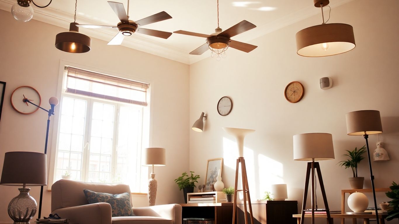 Home Depot lighting options illuminating a bright living space.