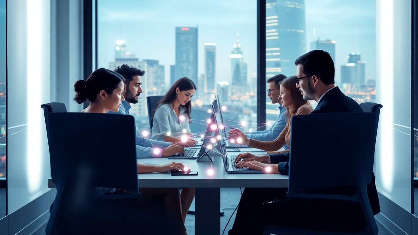 Modern team using digital devices in a high-tech office