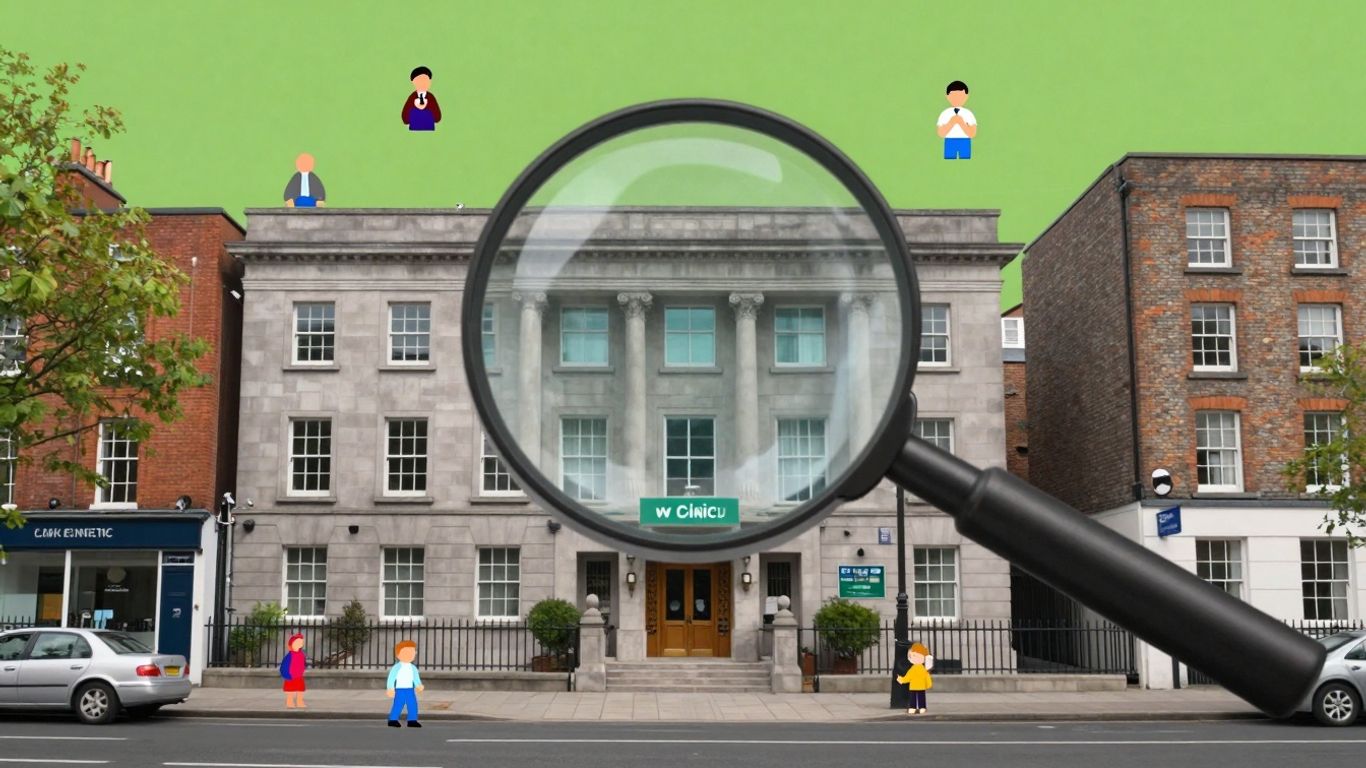 Dublin clinic map with patient icons.