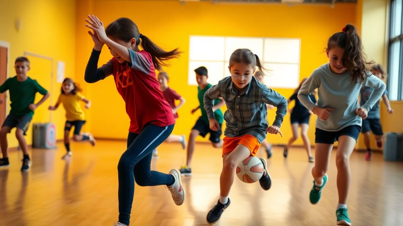 Schüler bei sportlichen Übungen im Unterricht