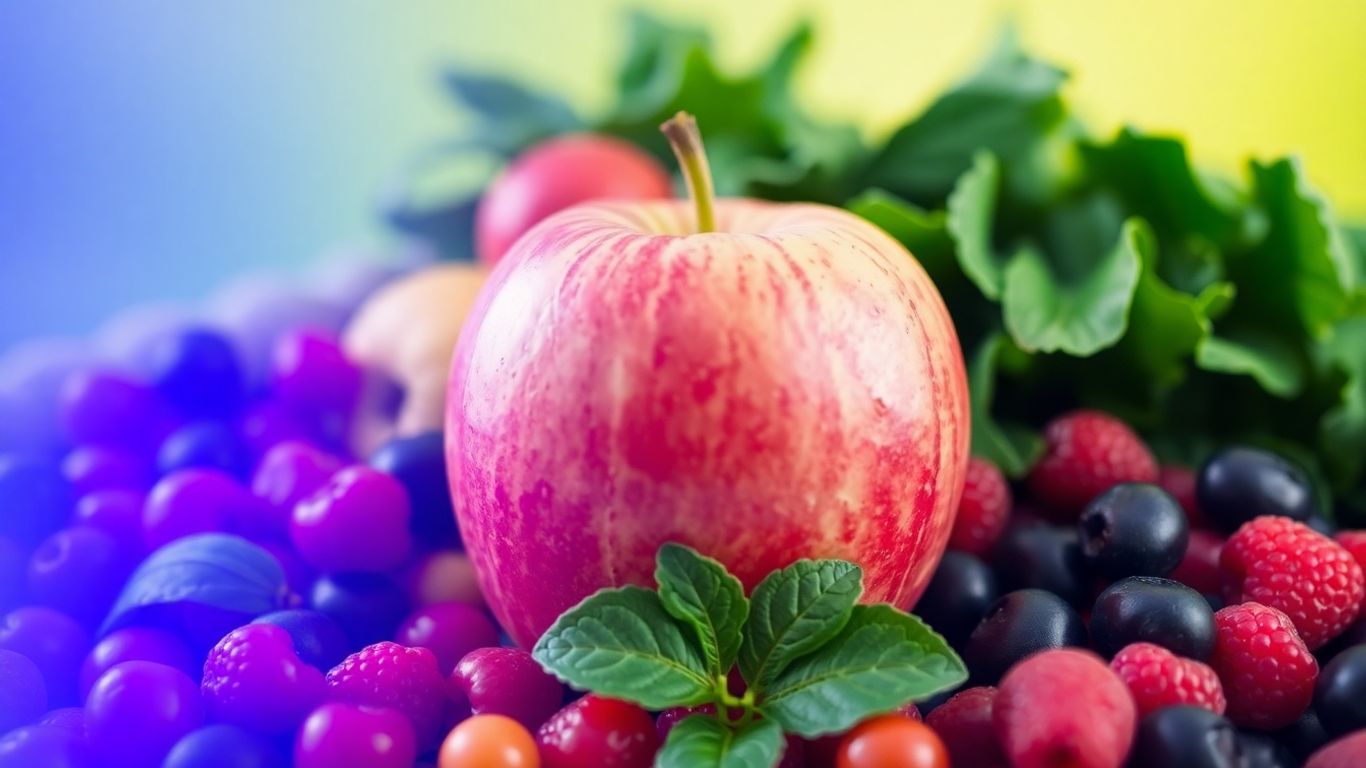 Colourful assortment of fresh fruits and vegetables.