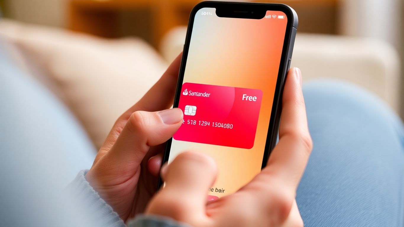 Pessoa usando app do cartão Santander Free no celular