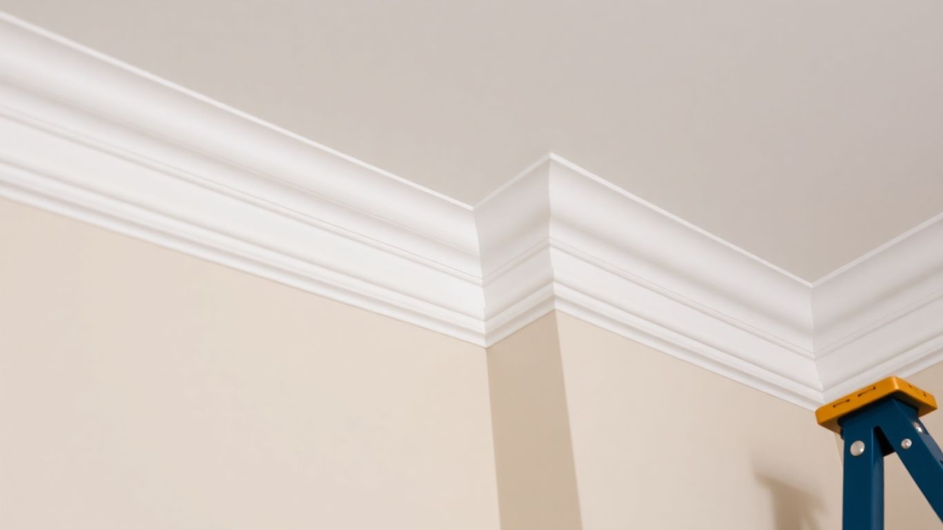 Elegant crown molding installation in a home corner.