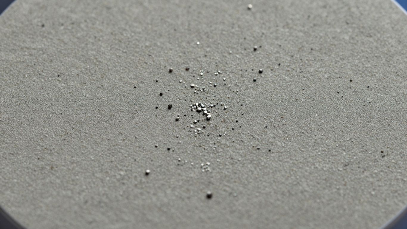 Microscopic view of battery cathode material particles.