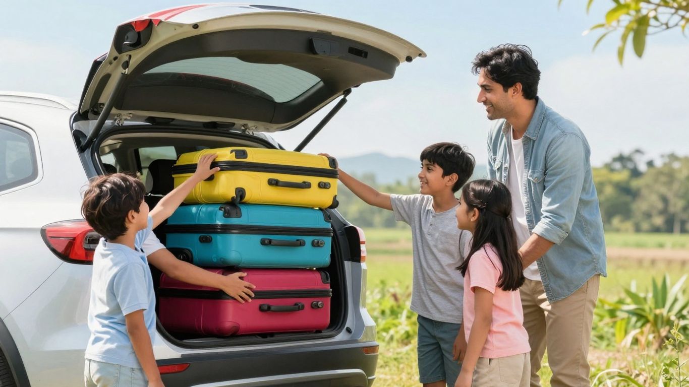 Familie packt Auto für Osterferien 2026 Urlaub