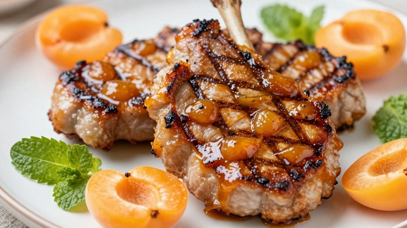 Juicy BBQ pork chops with apricot glaze