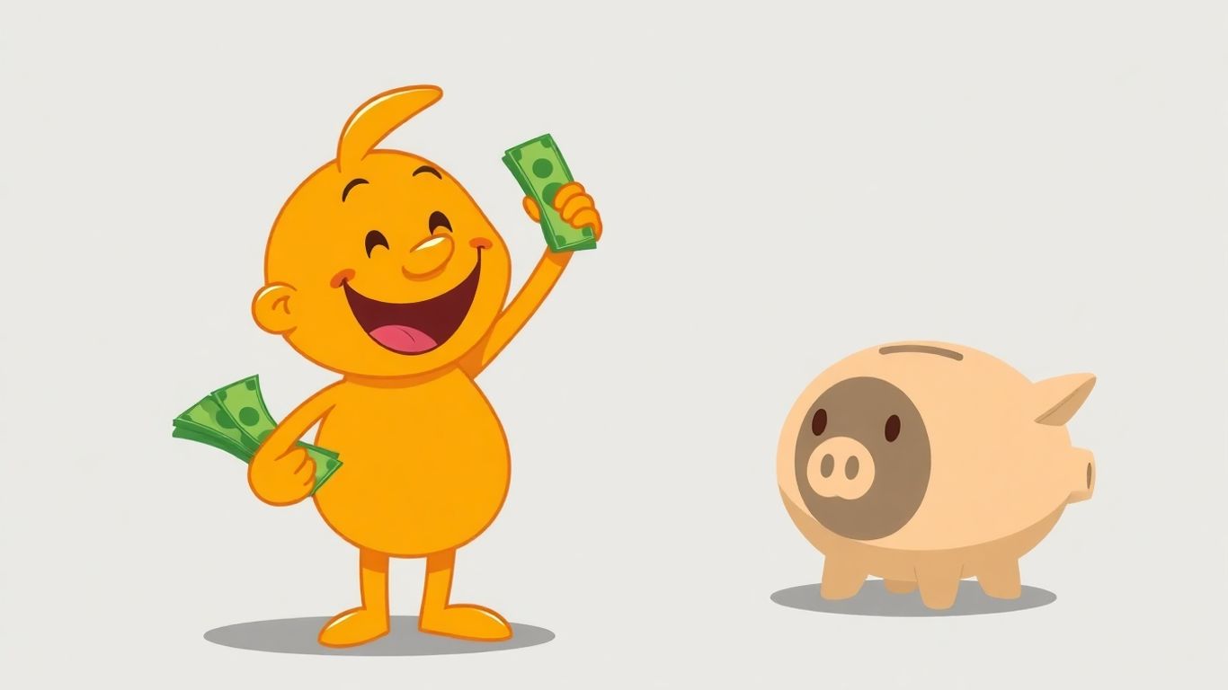 Person holding cash, piggy bank empty