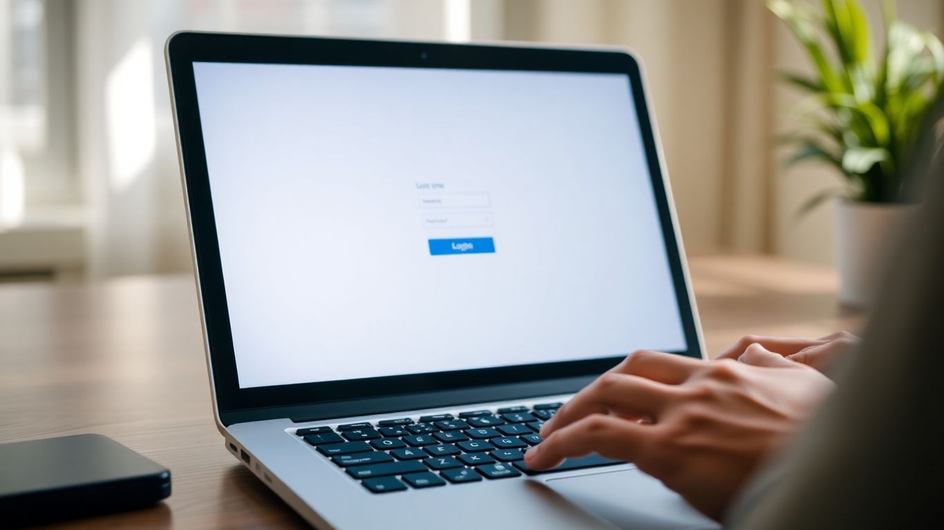 Person logging into IDP IELTS account on a laptop.