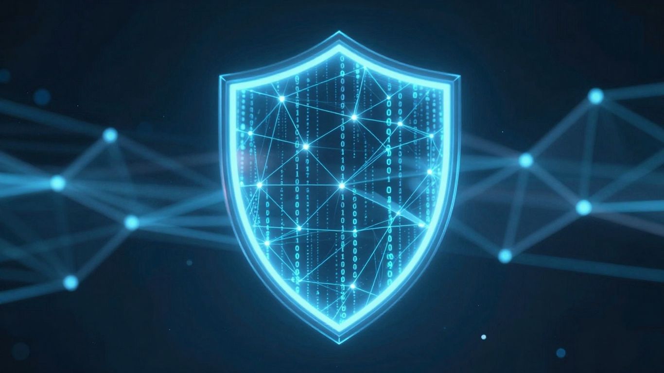 Scut digital protejând fluxuri de date luminoase.