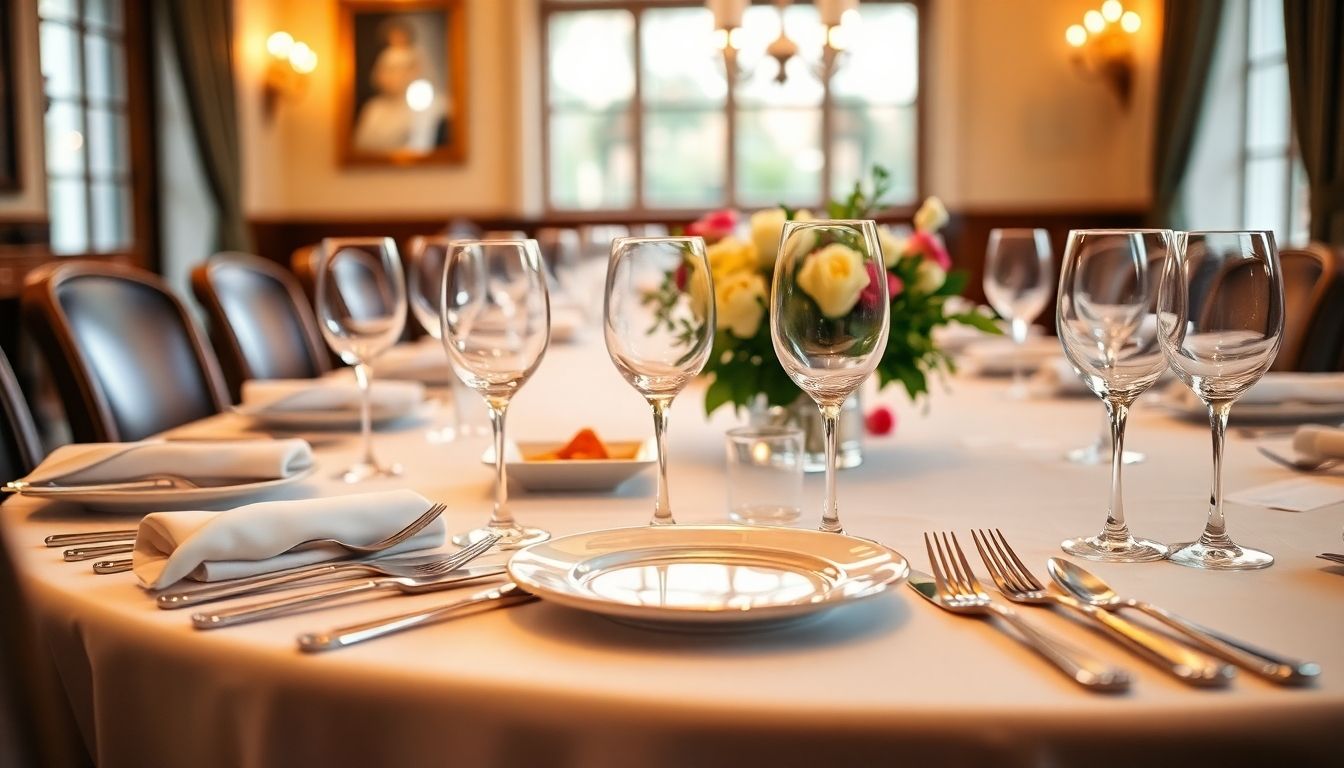 Elegant table setting for a classic French dinner.