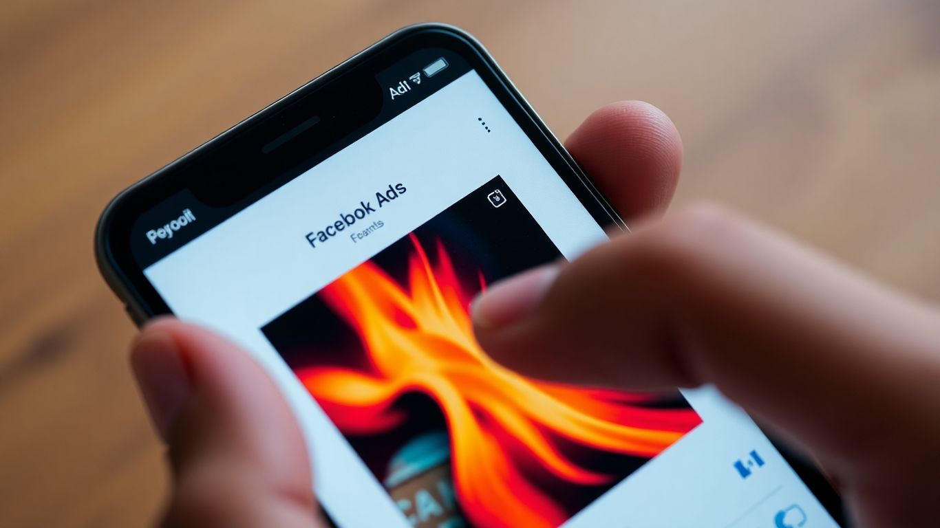 หน้าจอ Facebook Ads แสดงโฆษณาสายเทา