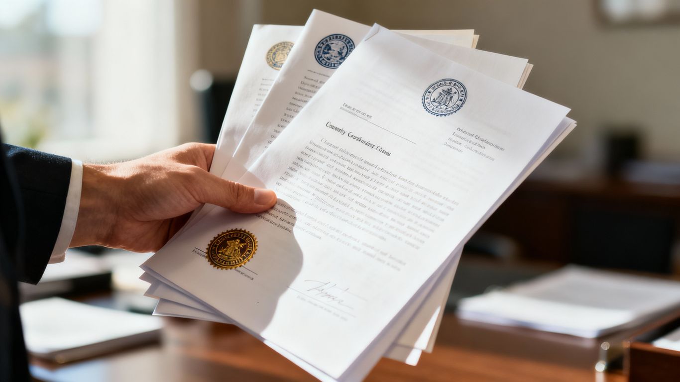 Multiple legal power of attorney documents held in hand.