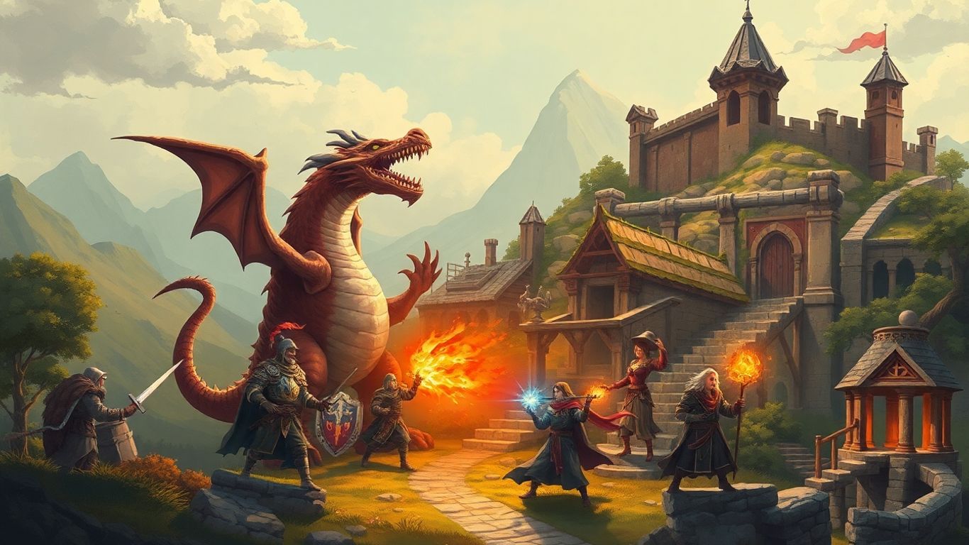 Iconic RPG characters and fantasy landscapes from Steam games.