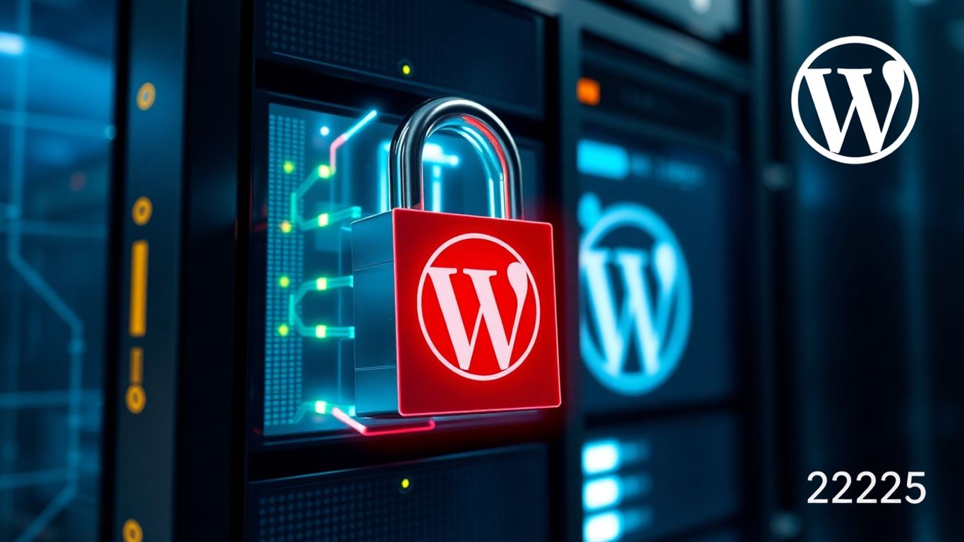 WordPress hosting security padlock on server rack