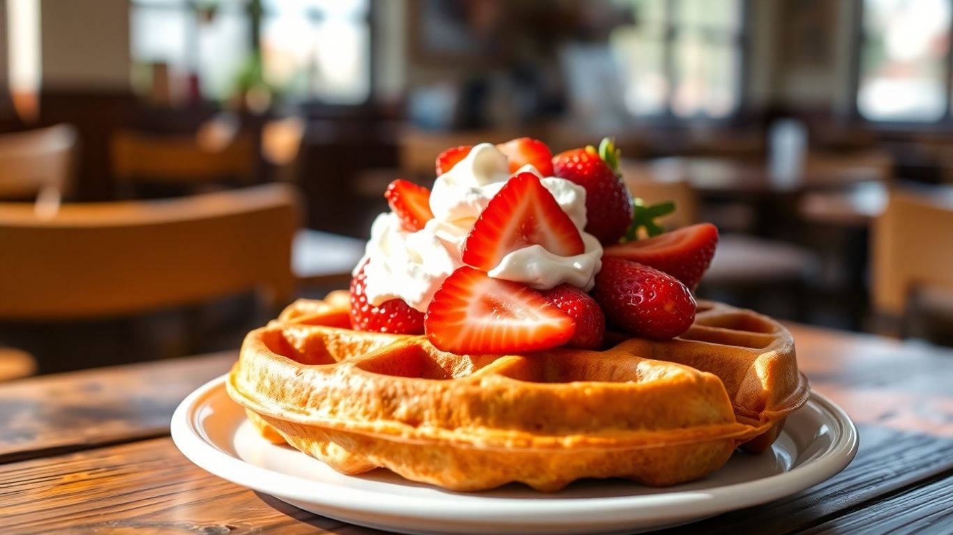 Gaufre belge avec des fraises et de la crème chantilly.