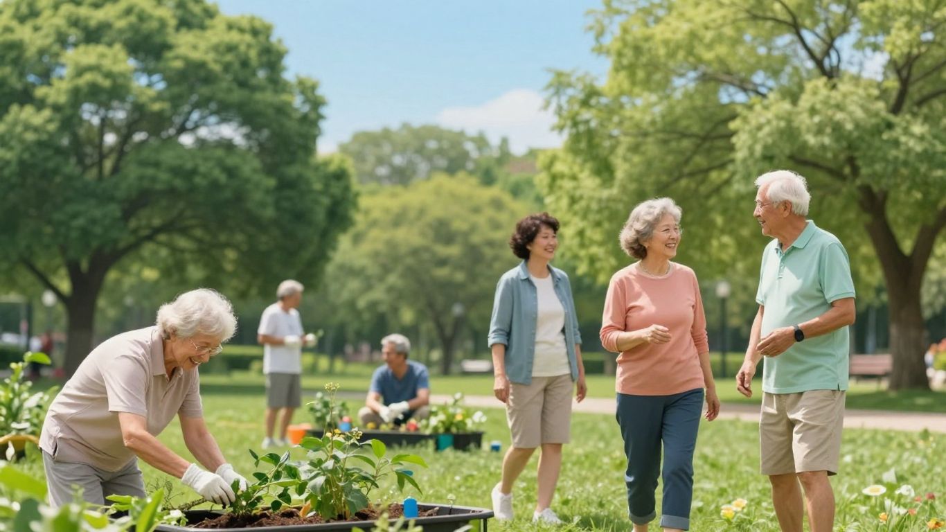 Seniors enjoying outdoor activities and social interaction.