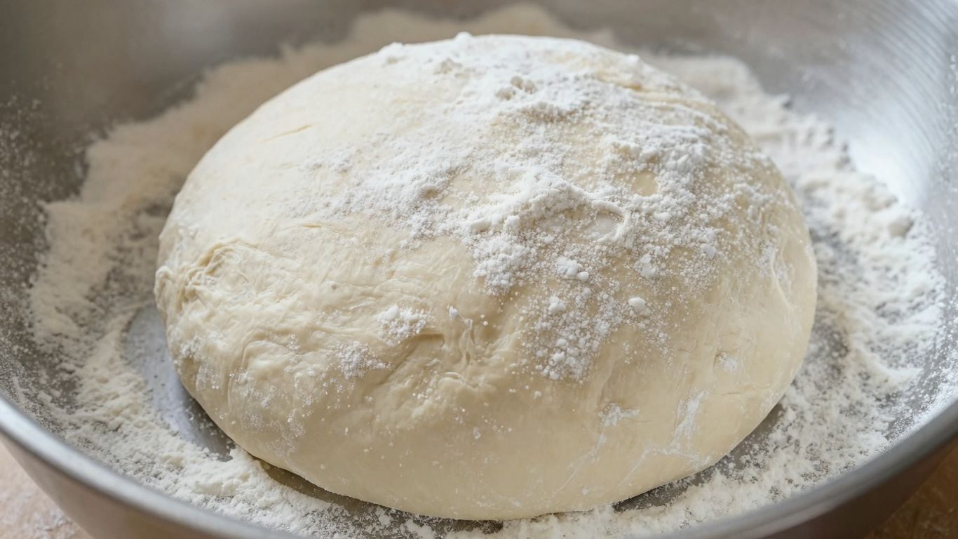 Ready pizza dough ball in a bowl