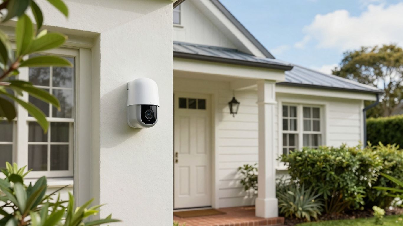 Smart security camera on an old New Zealand house.