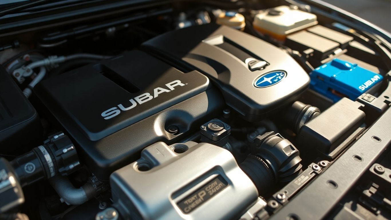 Genuine Subaru parts in a clean engine bay.