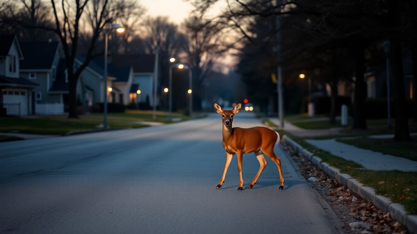 Deer in a Buffalo neighborhood street