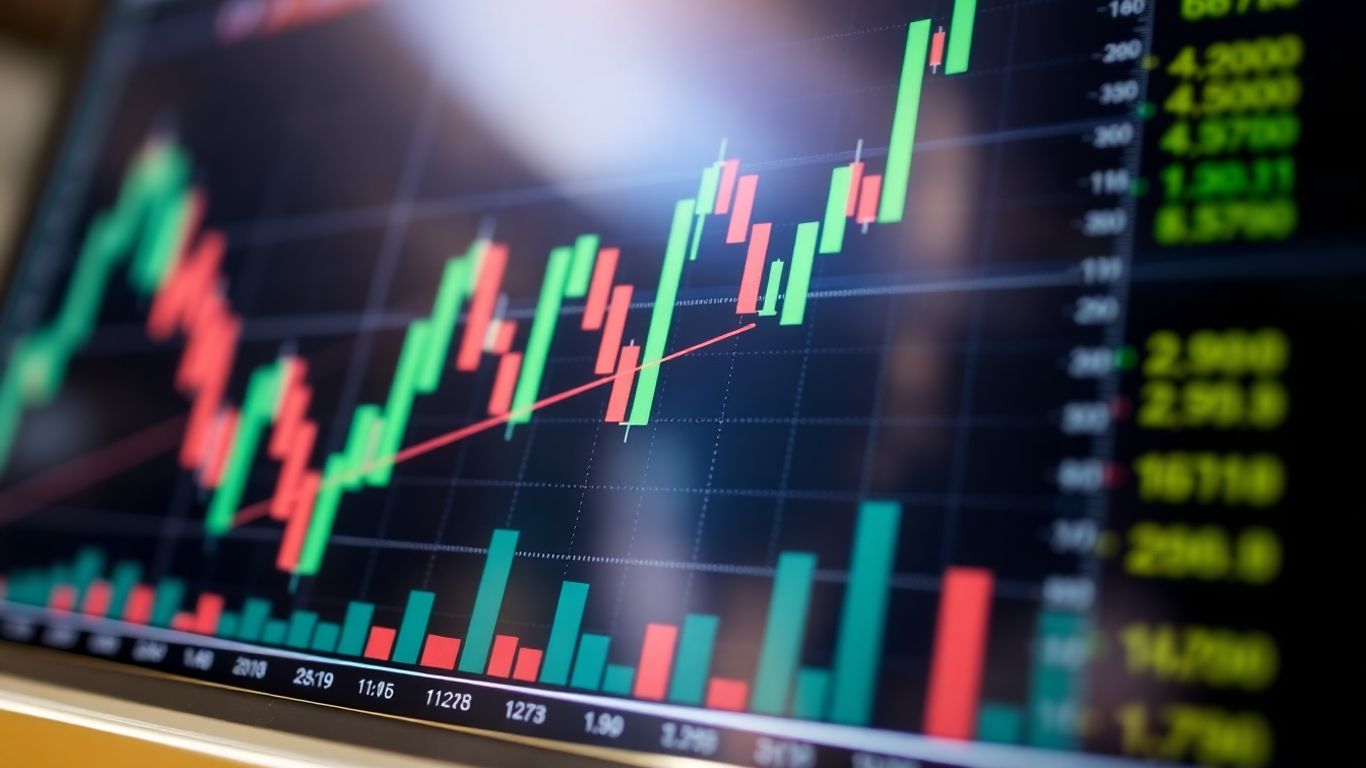 Trading chart with a bullish flag pattern.