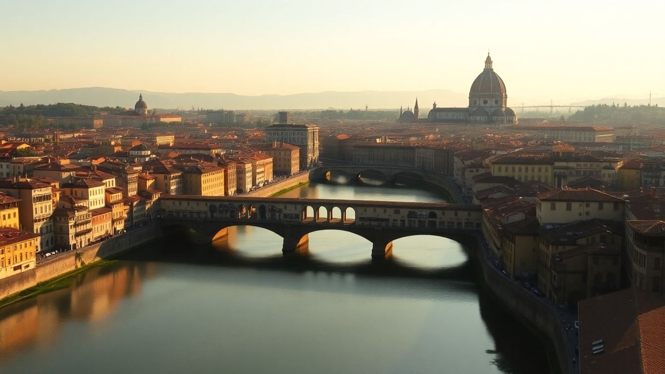 Florencja - Katedra, rzeka i most Ponte Vecchio