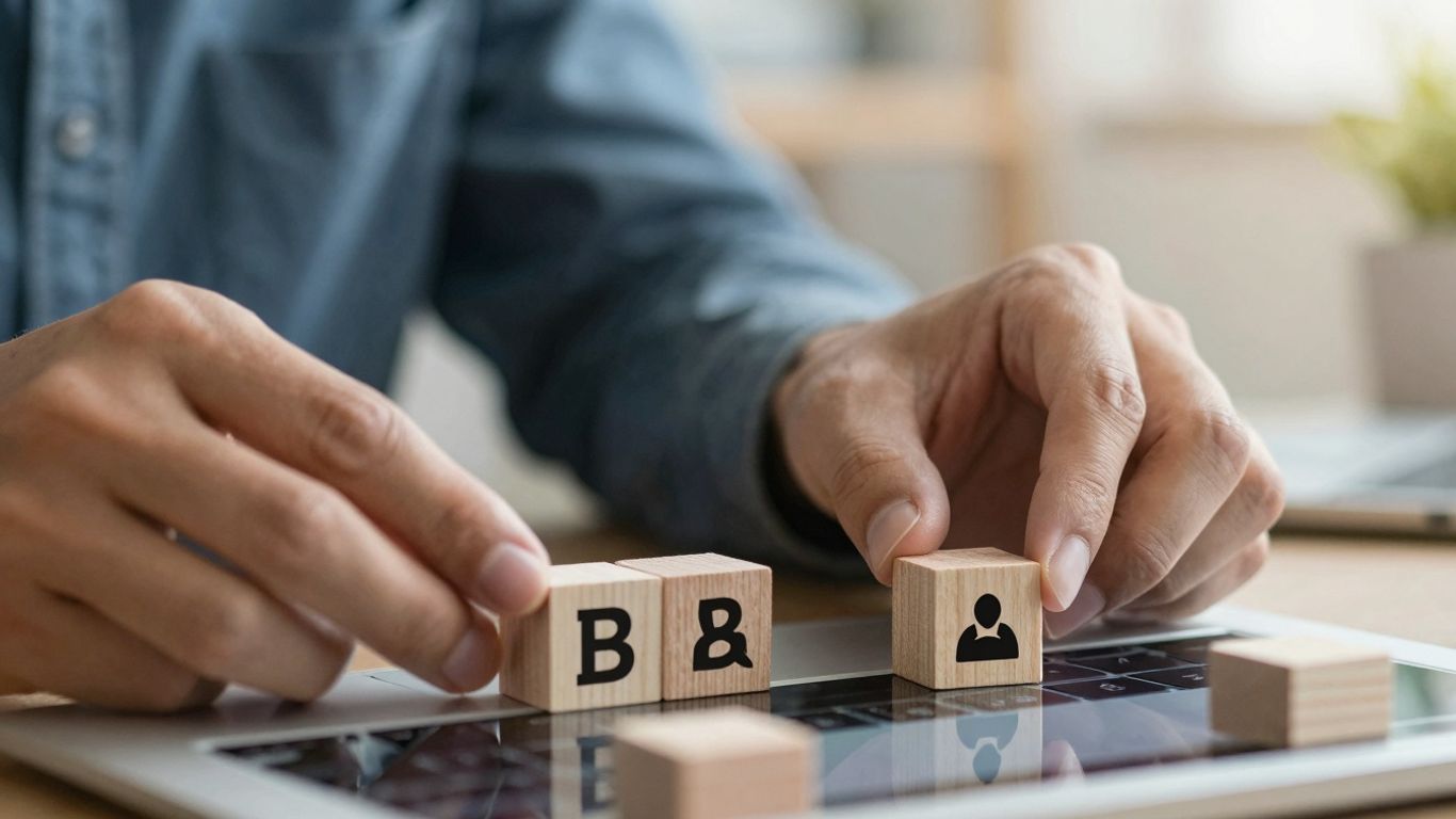 Mains reconstruisant un site web avec des blocs numériques.