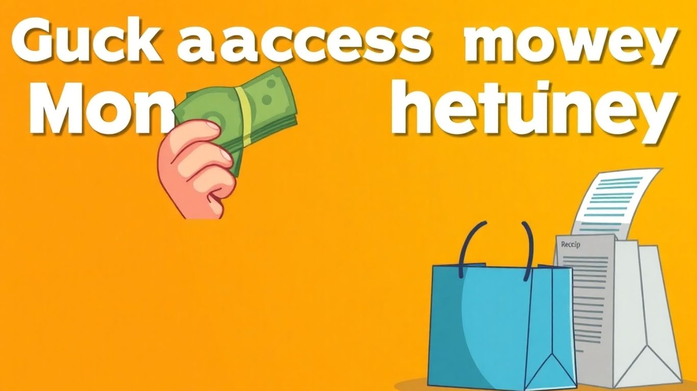 Cartoon character with cash and shopping bag.