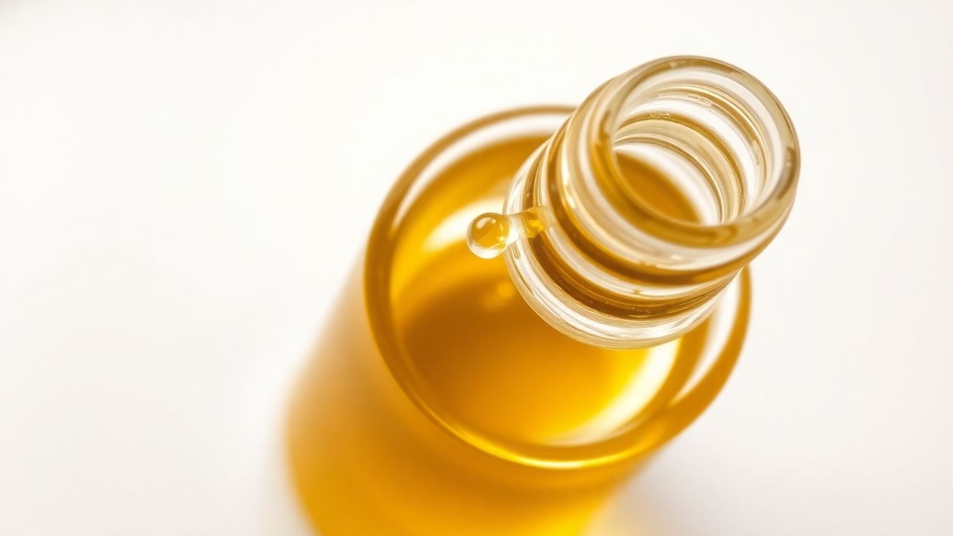 Bottle of golden squalane oil for dry skin