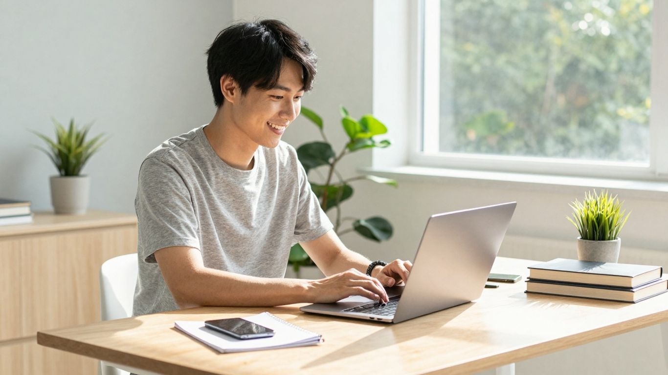 Person working from home in Australia.