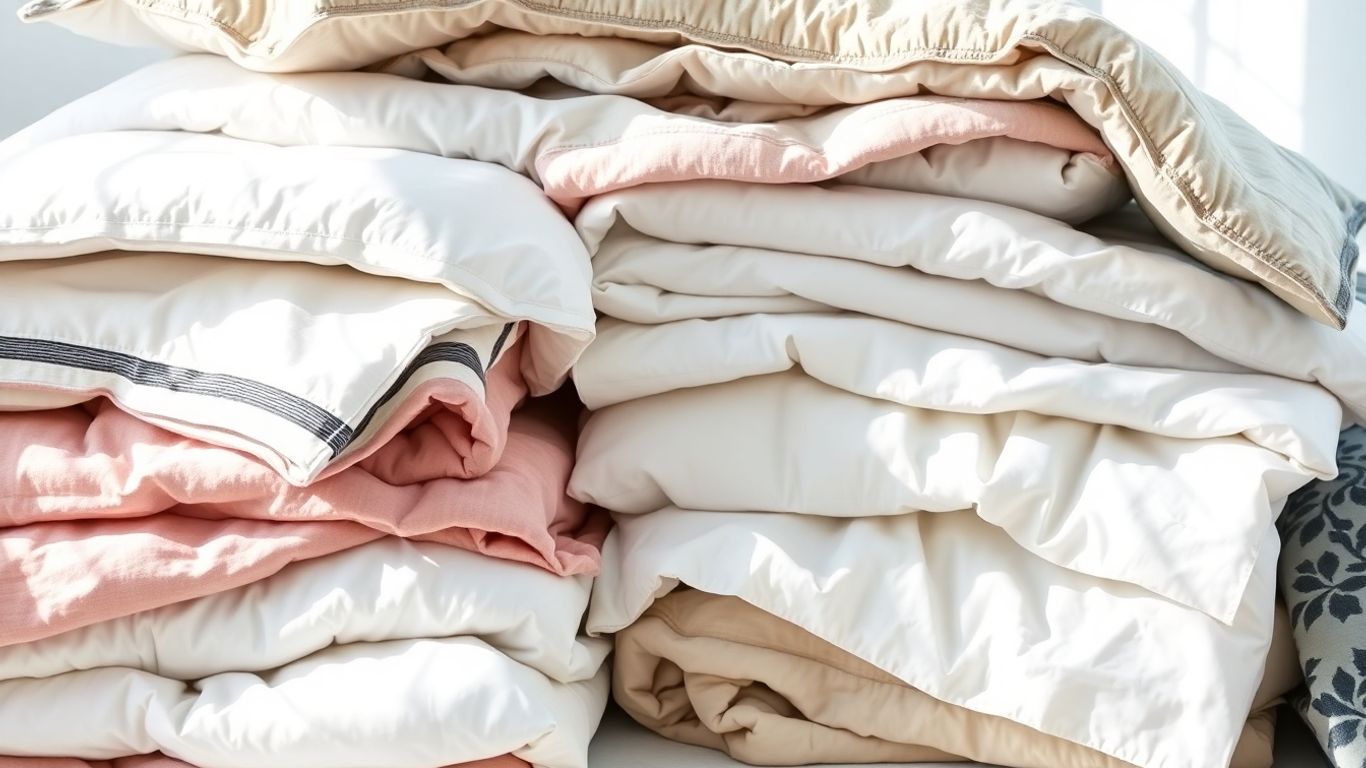 Cozy bedding sale with sheets and comforters.