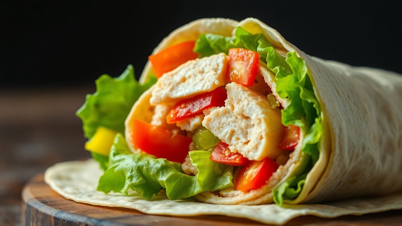 Delicious turkey wrap with fresh vegetables.