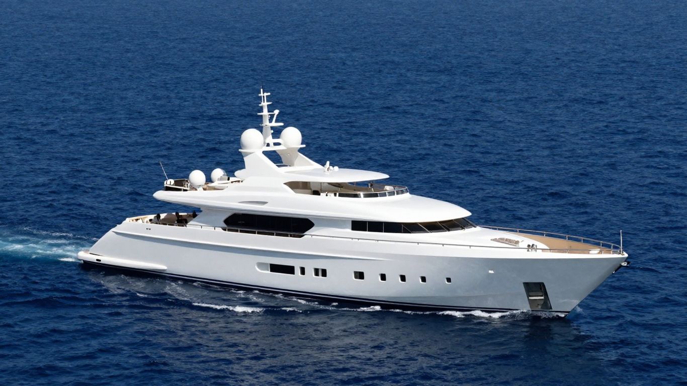Luxurious superyacht on the water, symbolizing seized assets.