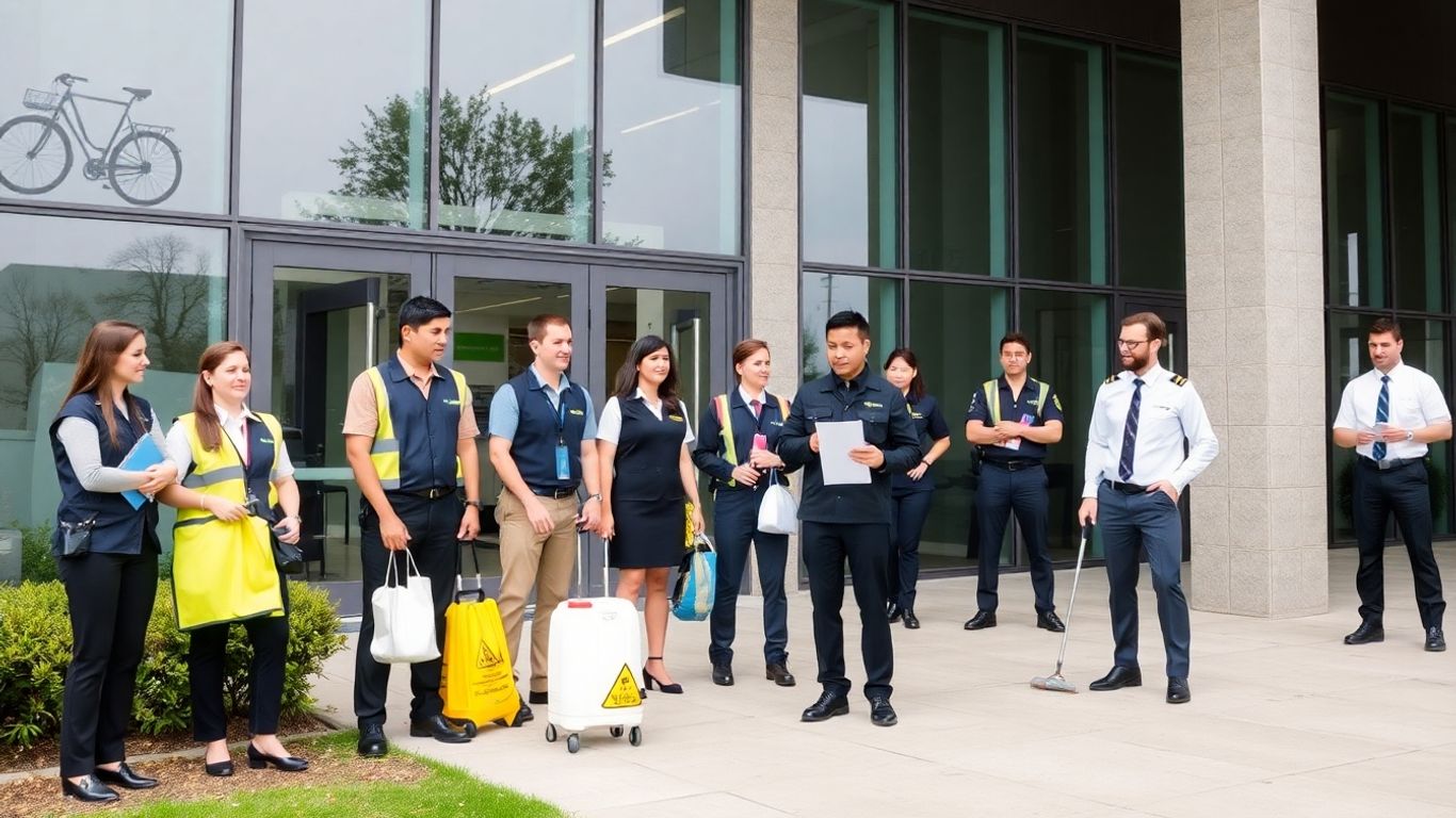 HHS Group professionals providing integrated security, cleaning, and staffing.