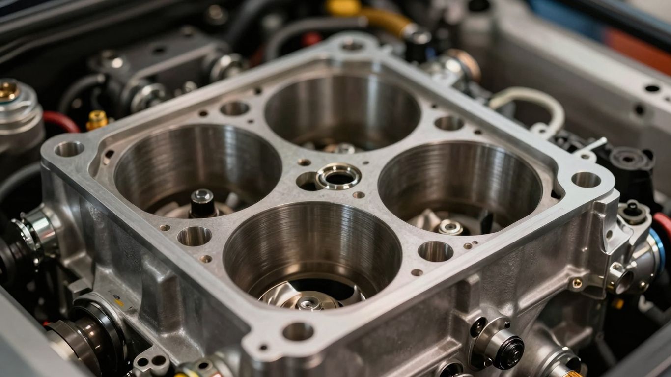 Subaru Boxer engine close-up, clean and well-maintained.