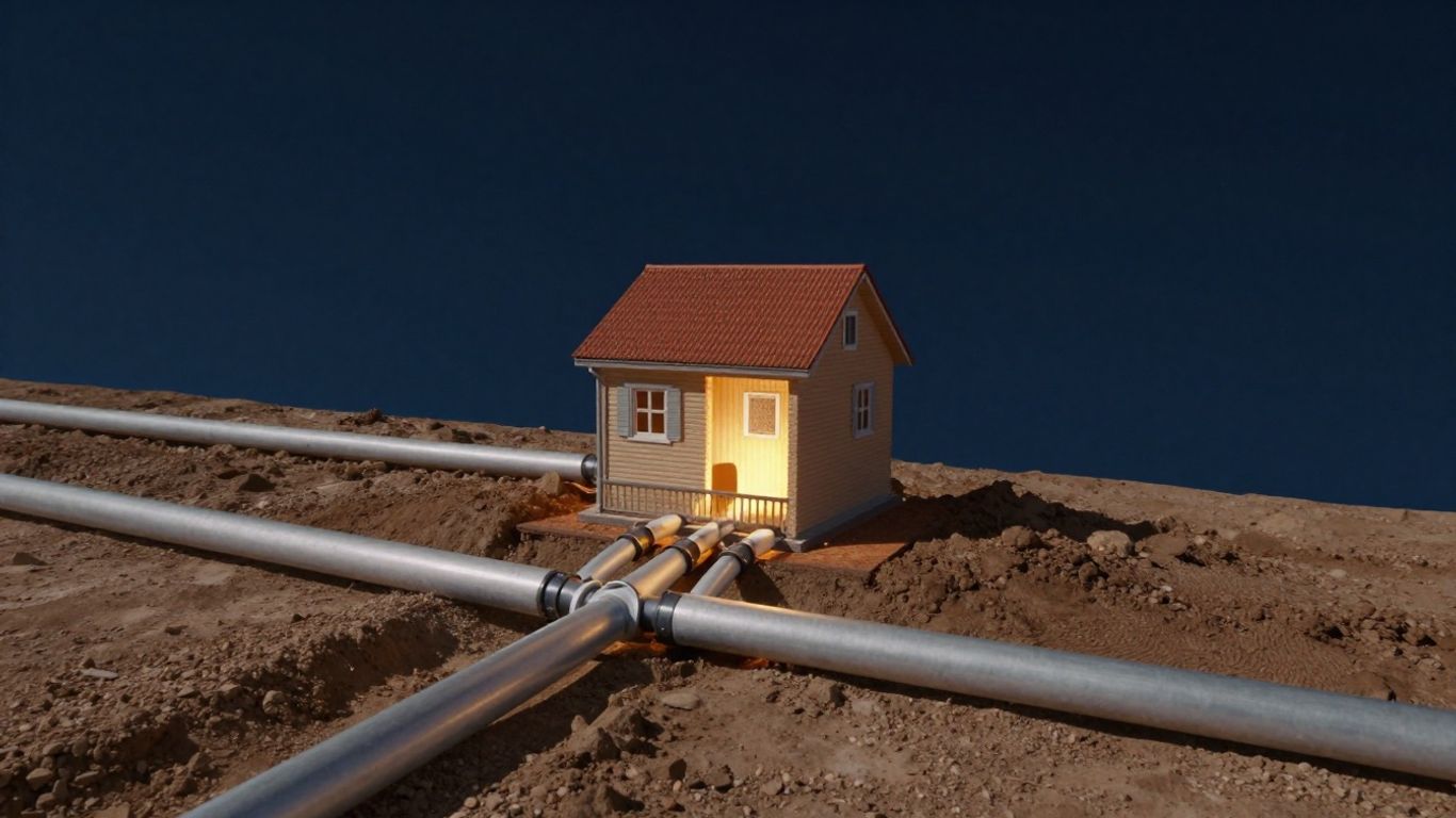 Pompe à chaleur géothermique dans le sol et une maison.