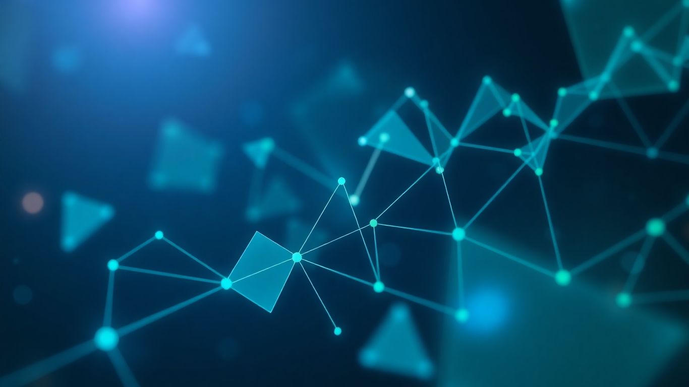 Digital asset benchmarks with abstract geometric shapes.