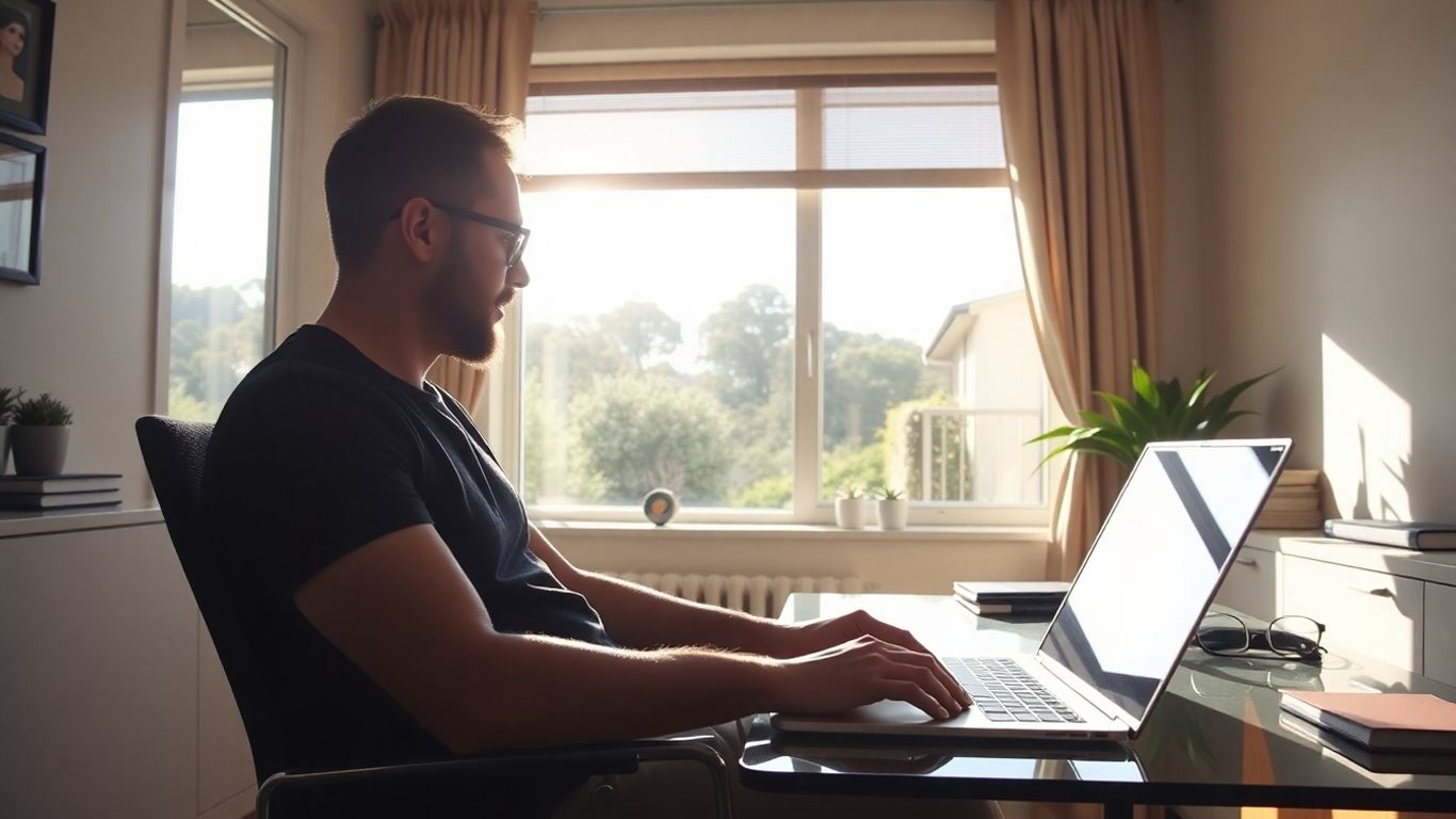 Person working from home in Australia