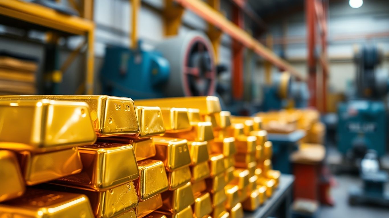 سبائك الذهب في مصنع لإعادة التدوير.