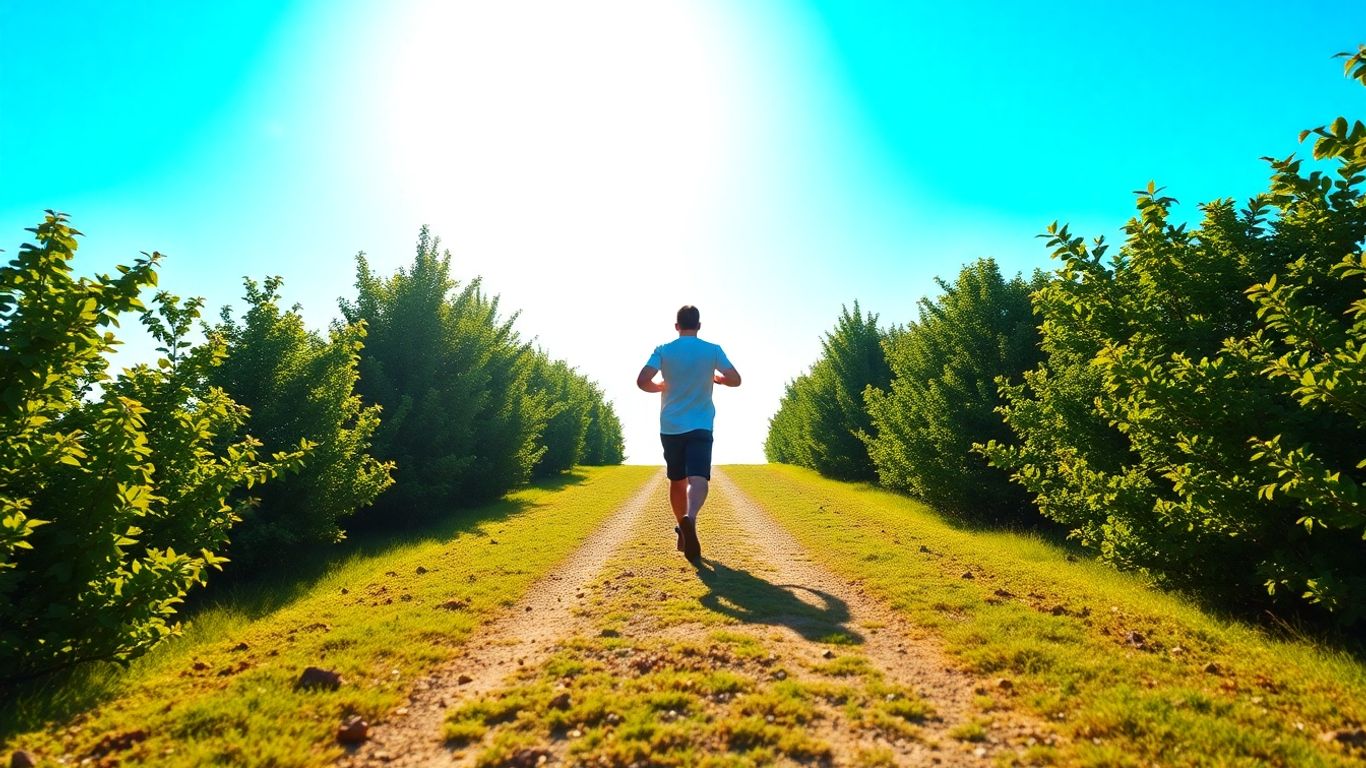 Person walking on a path towards a bright horizon.