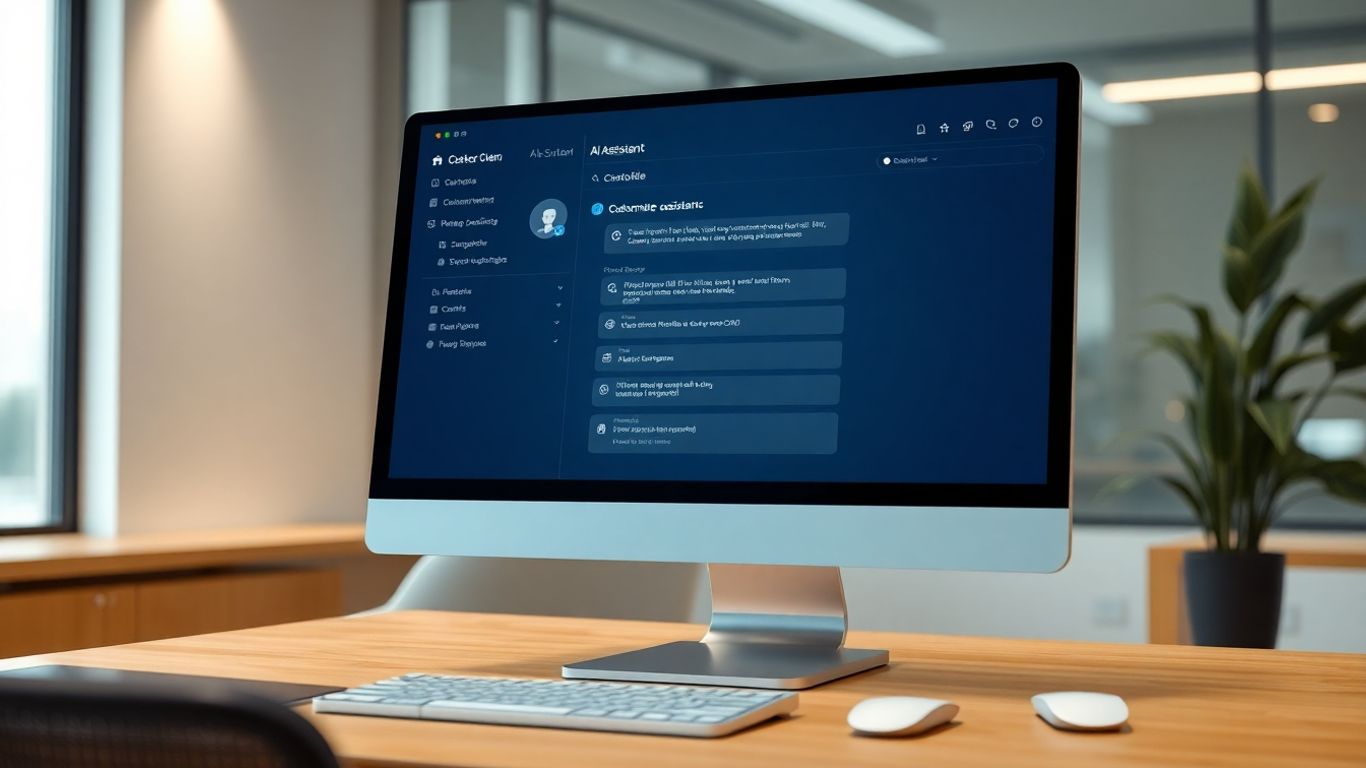 Customizable AI assistant interface on a computer screen.