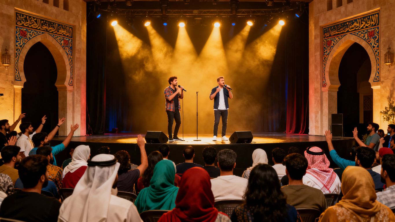 UK comedians on stage at Riyadh festival with crowd