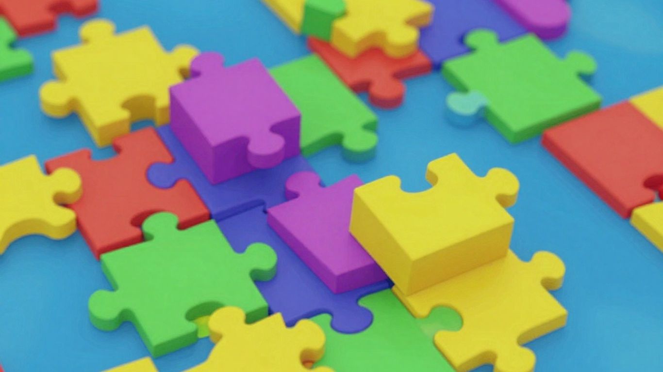 Colorful puzzle pieces interlocking for endless fun.