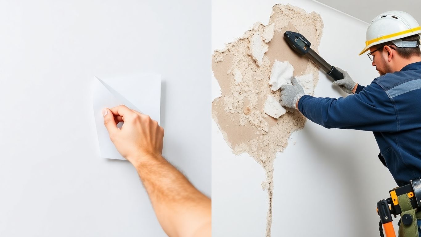 Drywall installation versus removal in a home renovation.