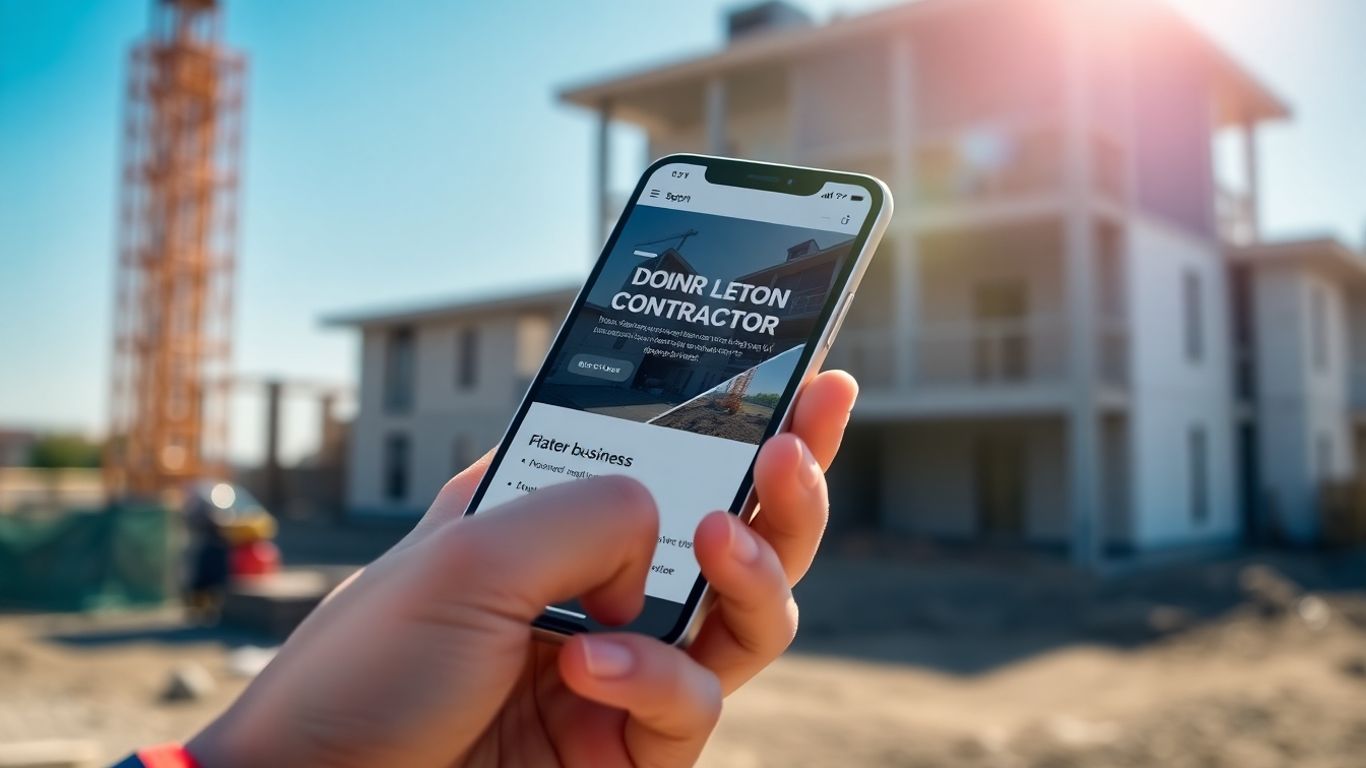 Contractor website on a mobile phone