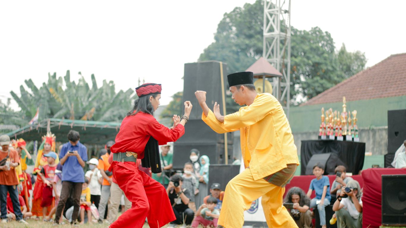 a man and woman dancing