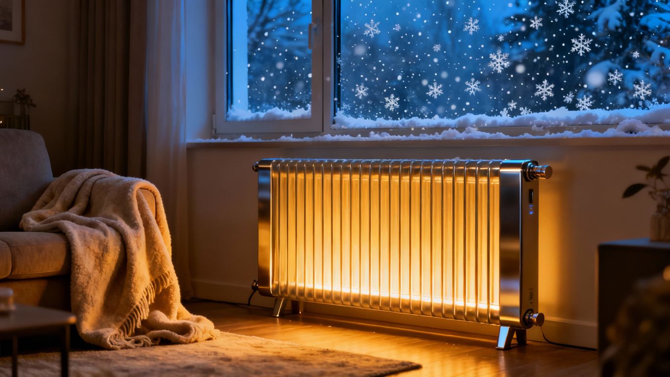 Cozy living room with efficient heating during cold weather.