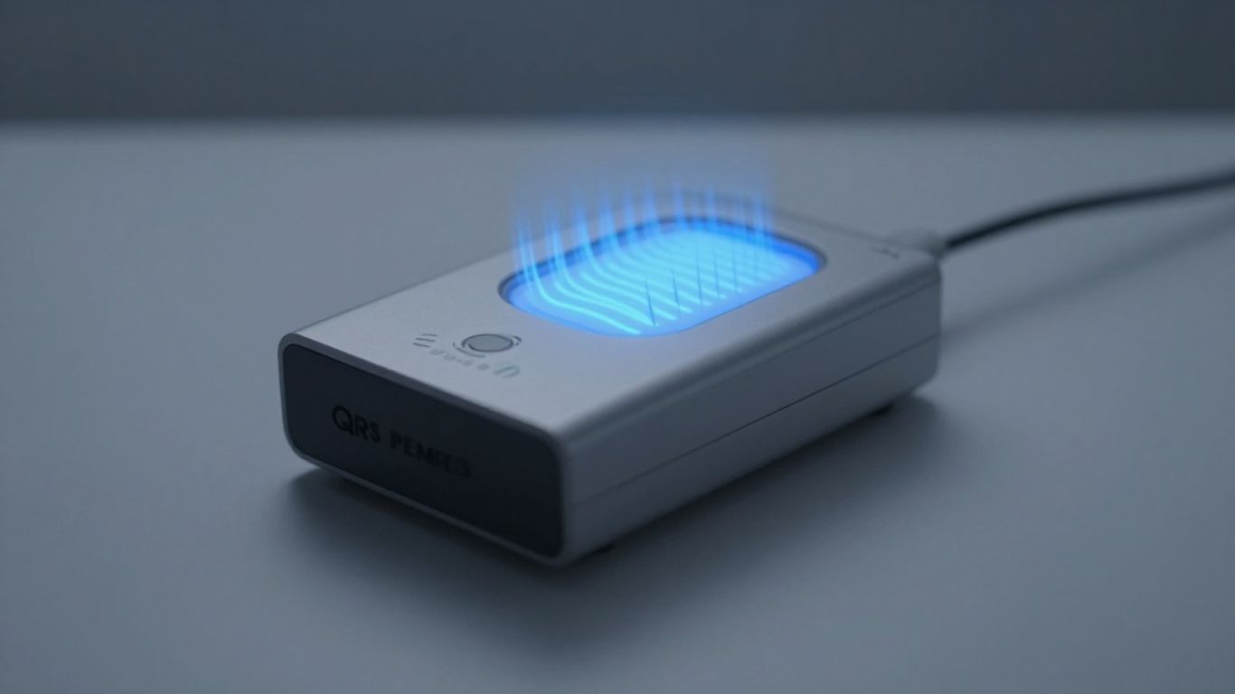 QRS PEMF device emitting blue light