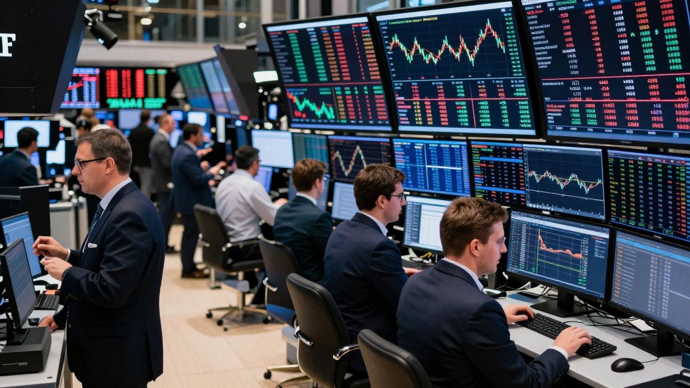 Personnes faisant du trading sur des écrans.